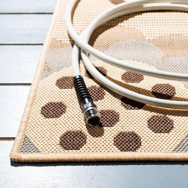 Safavieh 6 Ft. -7 In. X 6 Ft. -7 In. Round Indoor-Outdoor Courtyard- Natural Brown And Blue- Machine Made Rug - CY4035B-7R