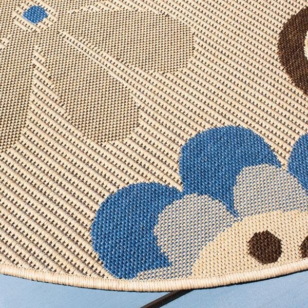 Safavieh 6 Ft. -7 In. X 6 Ft. -7 In. Round Indoor-Outdoor Courtyard- Natural Brown And Blue- Machine Made Rug - CY4035B-7R