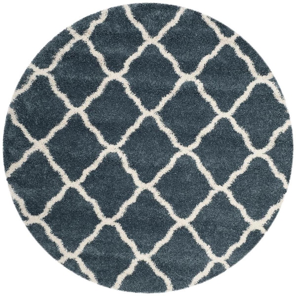 Safavieh 7 x 7 ft. Round Hudson Shag Power Loomed Round RugSlate Blue & Ivory - SGH283L-7R