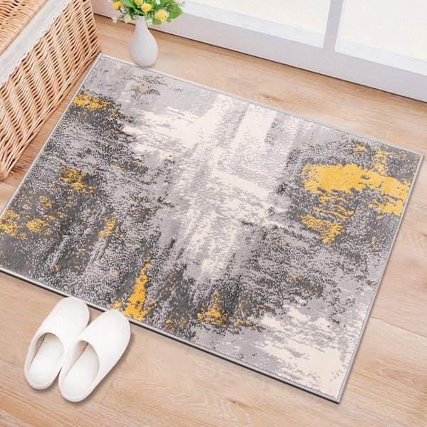 World Rug Gallery Bari Contemporary Abstract Art Area Rug 2'x3' Yellow - 4055YELLOW2X3