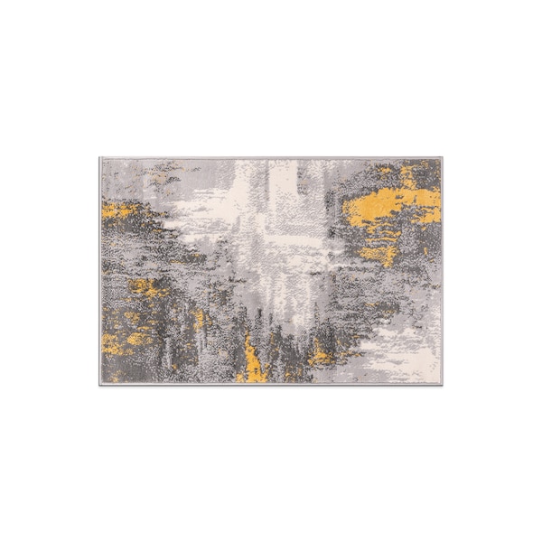 World Rug Gallery Bari Contemporary Abstract Art Area Rug 2'x3' Yellow - 4055YELLOW2X3