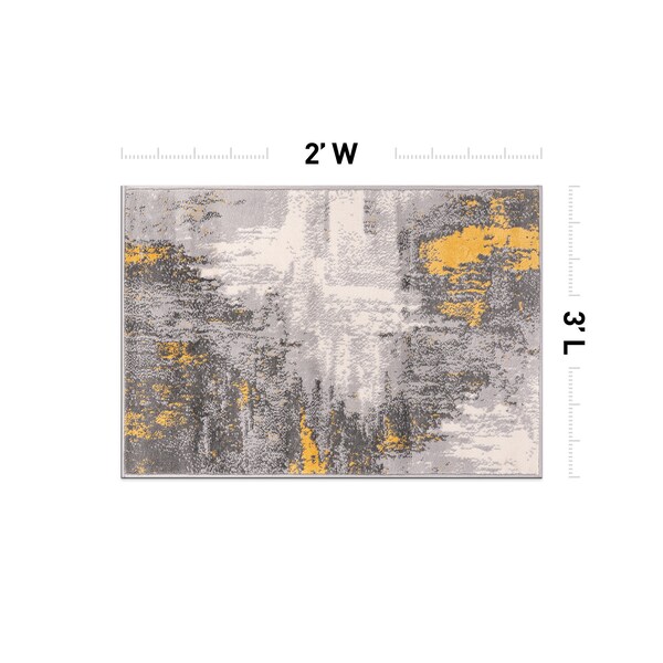 World Rug Gallery Bari Contemporary Abstract Art Area Rug 2'x3' Yellow - 4055YELLOW2X3