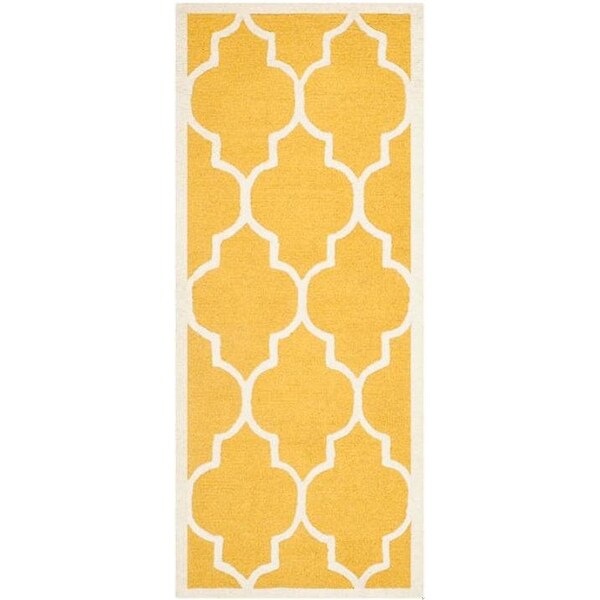 Safavieh Cambridge Hand Tufted Runner Rug- Gold - Ivory- 2 ft. 6 in. x 14 ft. - CAM134Q-214