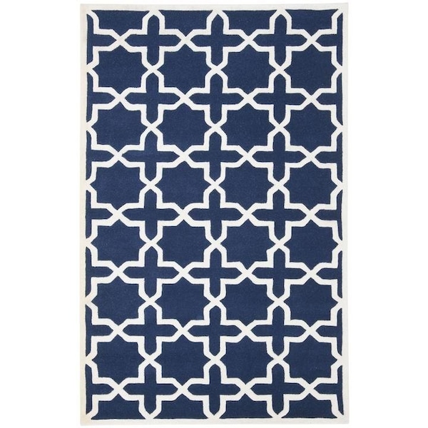 Safavieh Chatham Hand Tufted Square Rug- Dark Blue - Ivory- 4 x 4 ft. - CHT732C-4SQ