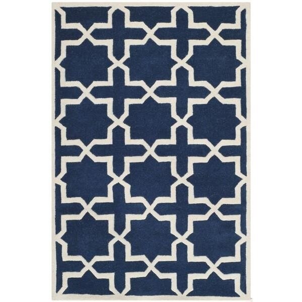 Safavieh Chatham Hand Tufted Square Rug- Dark Blue - Ivory- 4 x 4 ft. - CHT732C-4SQ