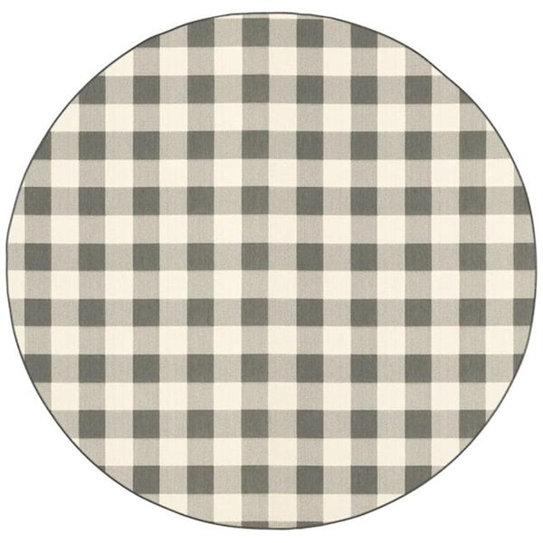 Oriental Weavers 7 ft. 10 in. Marina 2598W Indoor & Outdoor Round Area RugGrey - M2598W240RDST