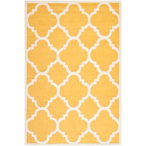 Safavieh Cambridge Hand Tufted Square Rug- Gold - Ivory- 4 x 4 ft. - CAM140Q-4SQ