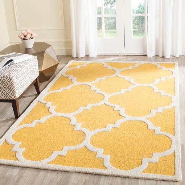 Safavieh Cambridge Hand Tufted Square Rug- Gold - Ivory- 4 x 4 ft. - CAM140Q-4SQ
