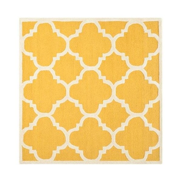 Safavieh Cambridge Hand Tufted Square Rug- Gold - Ivory- 4 x 4 ft. - CAM140Q-4SQ