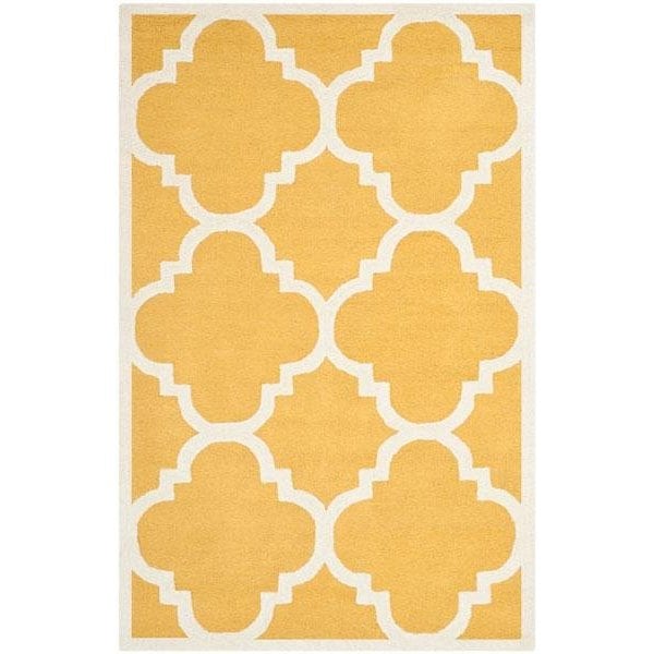 Safavieh Cambridge Hand Tufted Square Rug- Gold - Ivory- 4 x 4 ft. - CAM140Q-4SQ