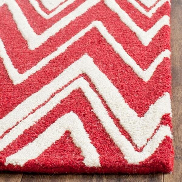 Safavieh 3 x 5 ft. Cambridge Hand Tufted Small Rectangle Area RugRed & Ivory - CAM711H-3