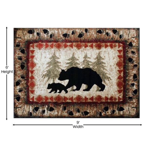 Flash Furniture 6' x 9' Brown Rustic Bear and Cub Olefin Area Rug - KP-RGB3940-69-BN-GG