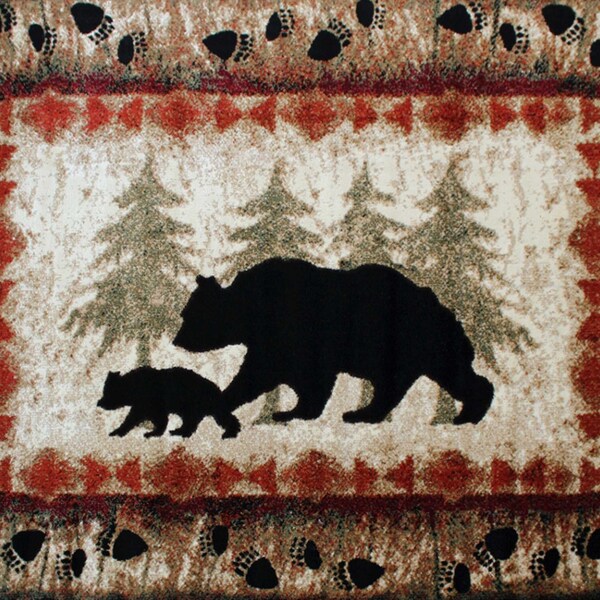 Flash Furniture 6' x 9' Brown Rustic Bear and Cub Olefin Area Rug - KP-RGB3940-69-BN-GG