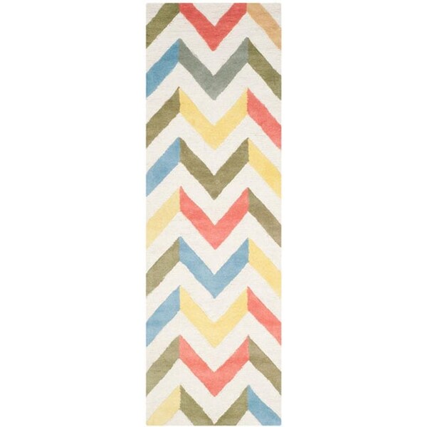Safavieh Cambridge Hand Tufted Runner Rug- IVORY - MULTI- 2 ft. 6 in. x 8 ft. - CAM580D-28