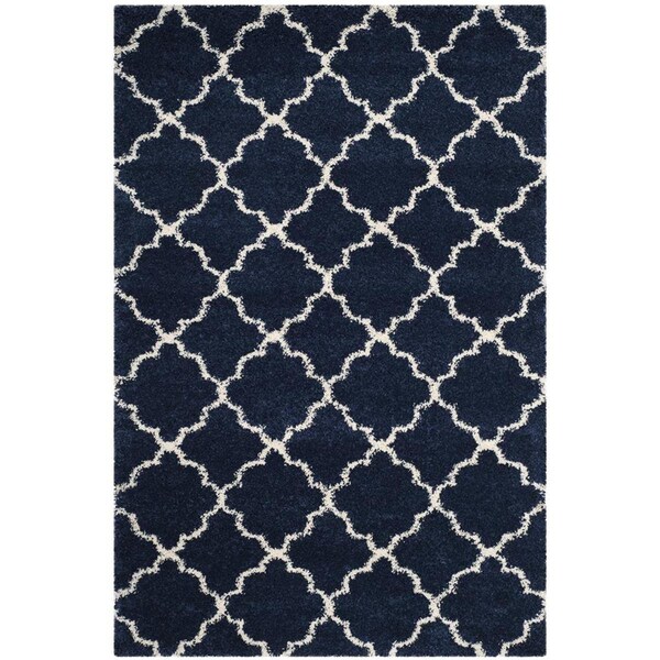 Flowers First 5 ft. 1 in. x 7 ft. 6 in. Hudson Shag Power Loomed Rug, Navy & Ivory - Medium Rectangle - FL1892383