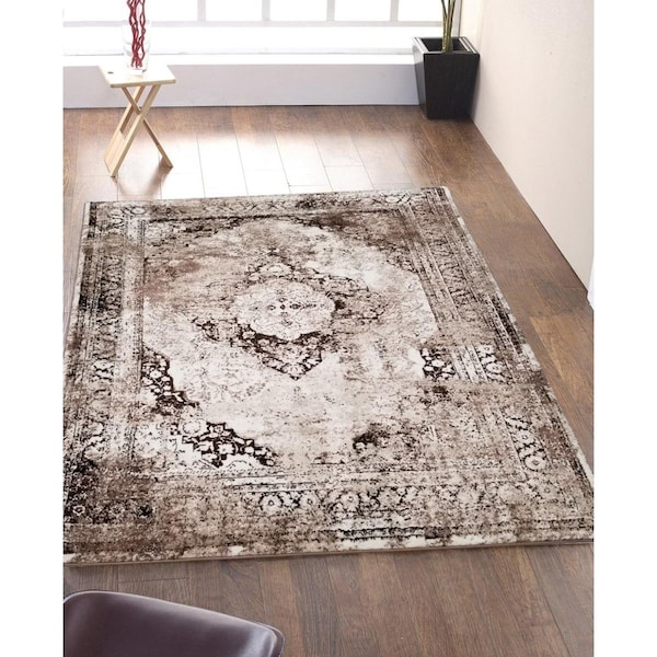 Homedora 5 x 7 ft. Discount World Traditional Jersey Collection Stylish Stain Resistant Floor Rug - Brown - HD-JC3396-BNE-BBJ