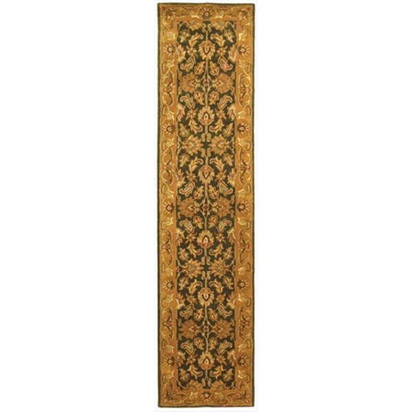 Safavieh 2 ft. - 3 in. x 12 ft. Runner- Traditional Heritage Dark Green And Gold Hand Tufted Rug - HG628A-212