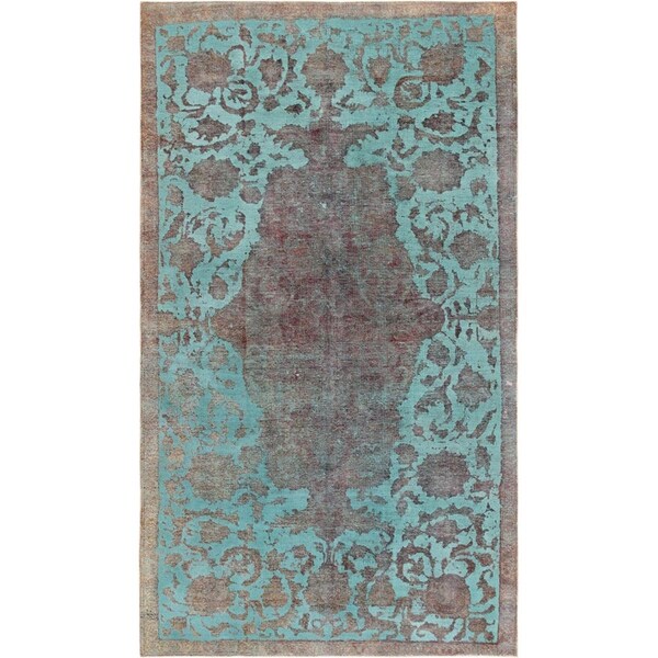 Pasargad Carpets Pasargad Home Vintage Lahore Collection Green Lamb'S Wool Area Rug- 4 Ft.11 In. X 8 Ft. 9 In. - 52123
