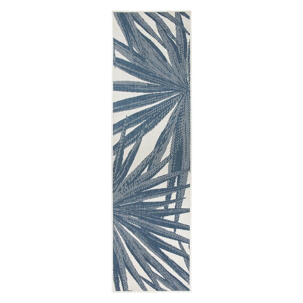 World Rug Gallery Tropical Leaves Nature Inspired Indoor/Outdoor Runner Rug 2' x 7' Blue - 4030BLUE2X7