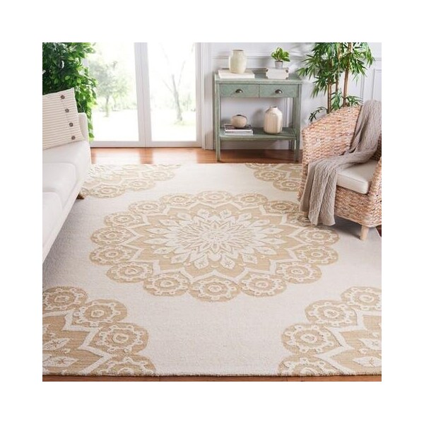 Safavieh Blossom Hand Tufted Round RugIvory & Beige 6 x 6 ft. - BLM108B-6R