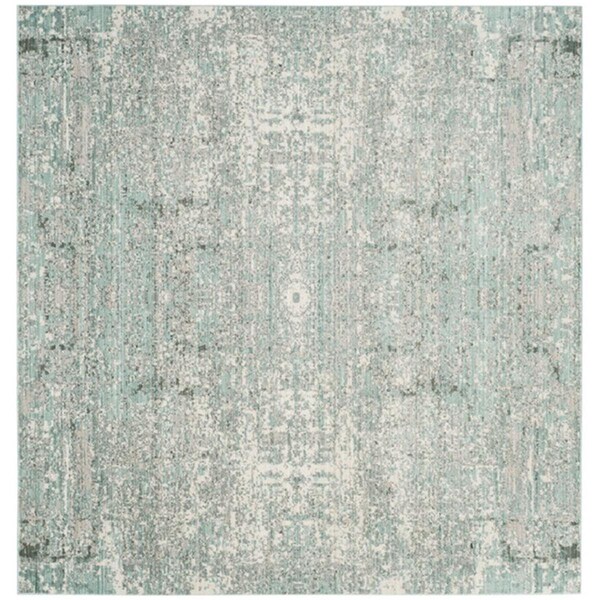 Flowers First 6 ft. 7 in. x 6 ft. 7 in. Square Mystique Power Loomed Area Rug, Teal & Multi Color - FL1909617