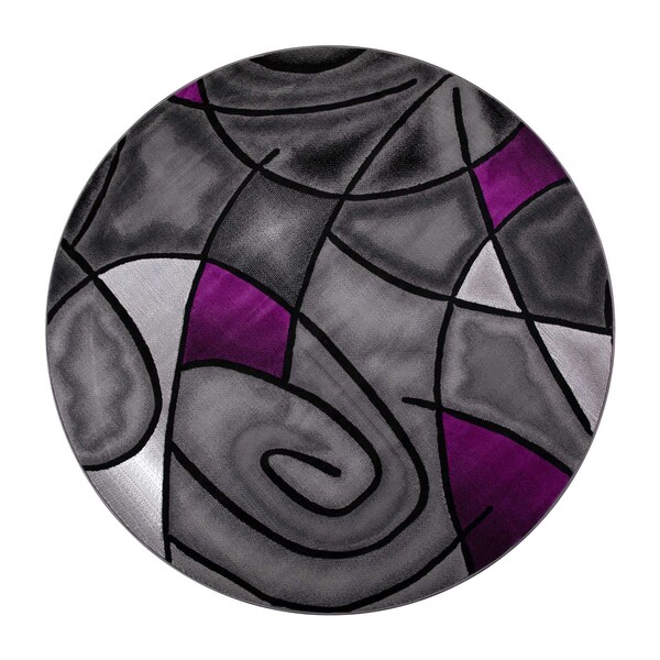 Flash Furniture Purple 7' x 7' Round Abstract Design Area Rug - ACD-TZ-860-7R-PR-GG