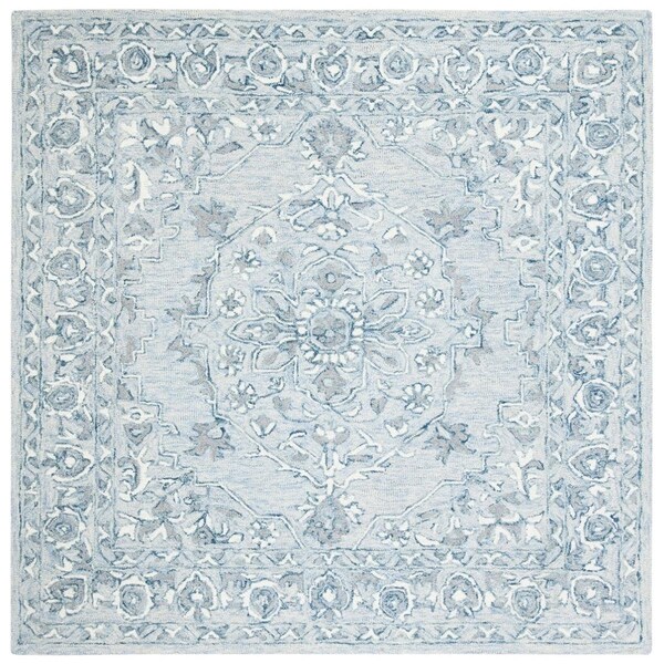 Safavieh Micro-Loop Hand Tufted Square Area RugLight Blue & Ivory 5 x 5 ft. - MLP504M-5SQ