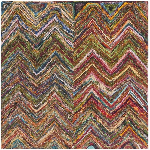 Safavieh 4 x 4 ft. Square Contemporary Nantucket Blue and Multicolor Hand Tufted Rug - NAN141B-4SQ