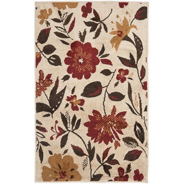 Safavieh 4 x 6 ft. Small Rectangle Country and Floral Kashmir Ivory and Red Wool Rug - KAS112A-4