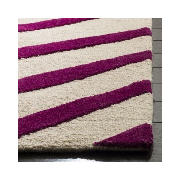 Safavieh Cambridge Hand Tufted Rectangle RugIvory & Fuchsia 3 x 5 ft. - CAM714F-3