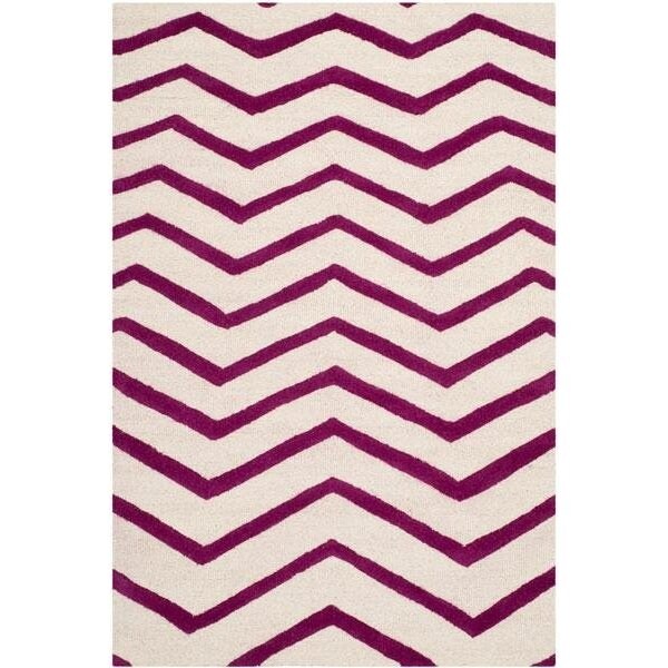 Safavieh Cambridge Hand Tufted Rectangle RugIvory & Fuchsia 3 x 5 ft. - CAM714F-3