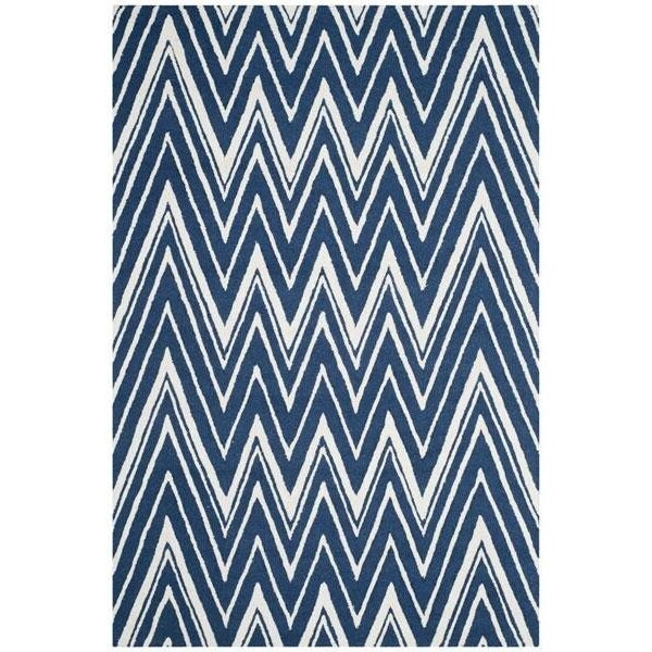 Safavieh Cambridge Hand Tufted Rectangle Rug- Navy - Ivory- 2 ft. 6 in. x 10 ft. - CAM711M-210
