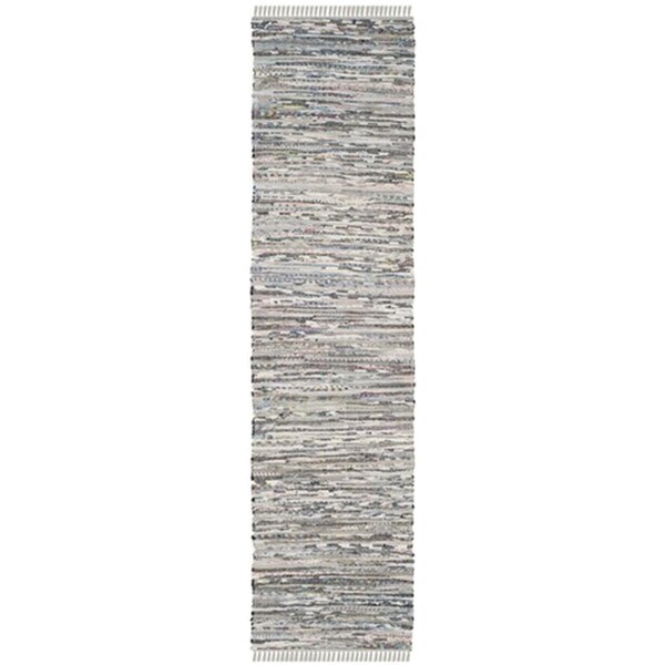 Safavieh Rag Rug Hand Woven Runner Rug- Grey - Multi- 2 ft. 3 in. x 10 ft. - RAR121A-210
