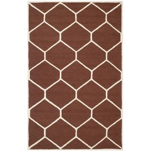 Safavieh Cambridge Hand Tufted Accent Rugs, Dark Brown and Ivory - 2 ft.-6 in. x 4 ft. - CAM144H-24