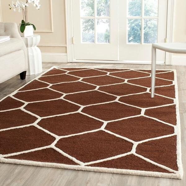 Safavieh Cambridge Hand Tufted Accent Rugs, Dark Brown and Ivory - 2 ft.-6 in. x 4 ft. - CAM144H-24