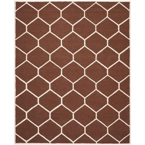 Safavieh Cambridge Hand Tufted Accent Rugs, Dark Brown and Ivory - 2 ft.-6 in. x 4 ft. - CAM144H-24