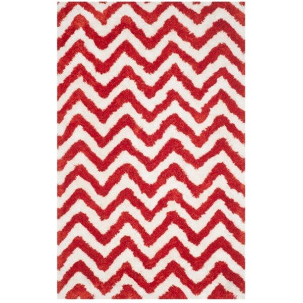 Safavieh Barcelona Shag Hand Tufted Rectangle Rug- Ivory - Rust- 4 x 6 ft. - BSG320E-4