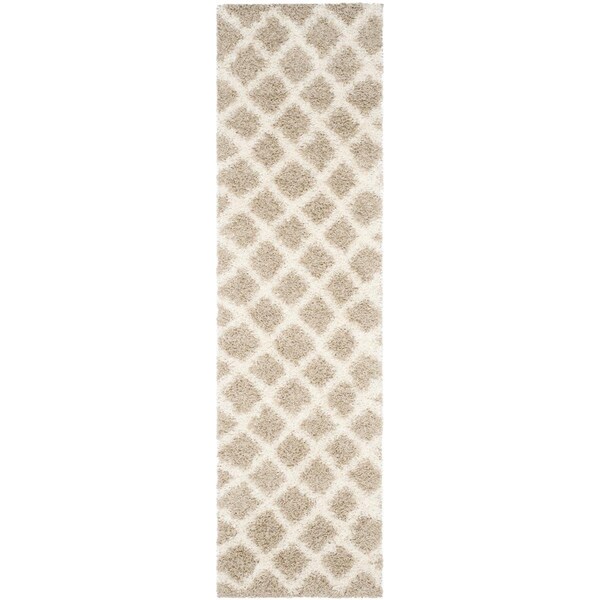 Safavieh 2 ft.-3 in. x 6 ft. Dallas Shag Power Loomed Runner Area Rug, Beige and Ivory - SGD258D-26