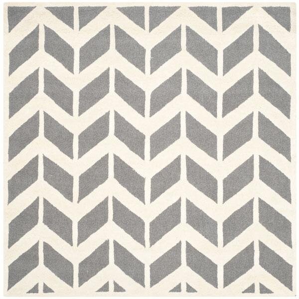 Safavieh Cambridge Hand Tufted Rectangle Rug- Dark Grey - Ivory- 3 x 5 ft. - CAM718D-3