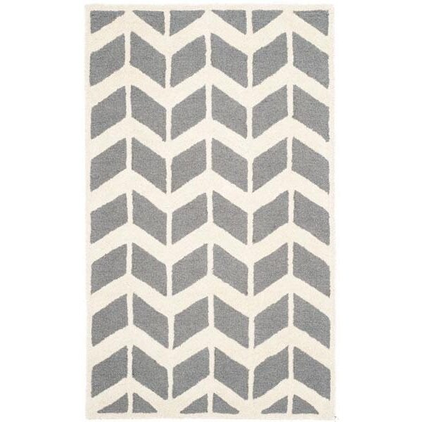 Safavieh Cambridge Hand Tufted Rectangle Rug- Dark Grey - Ivory- 3 x 5 ft. - CAM718D-3