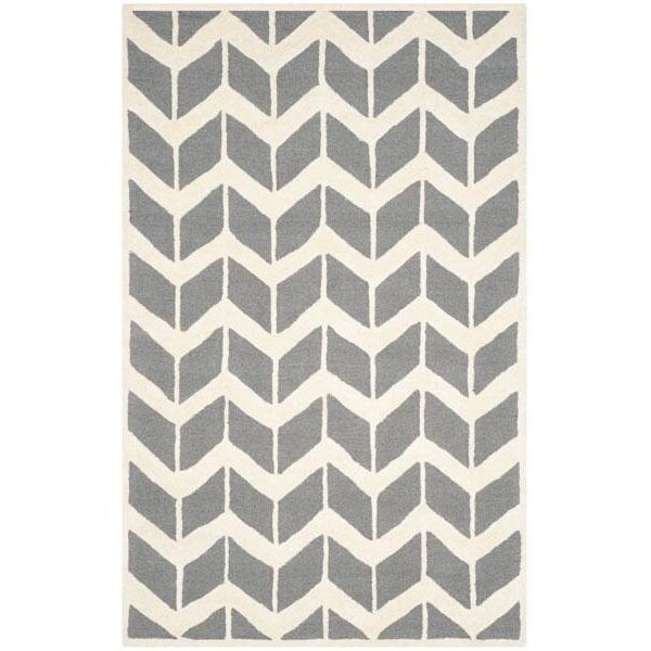 Safavieh Cambridge Hand Tufted Rectangle Rug- Dark Grey - Ivory- 3 x 5 ft. - CAM718D-3