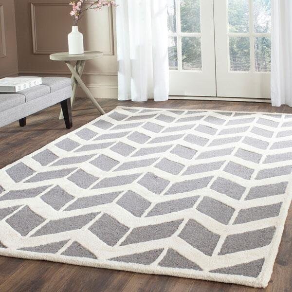 Safavieh Cambridge Hand Tufted Rectangle Rug- Dark Grey - Ivory- 3 x 5 ft. - CAM718D-3