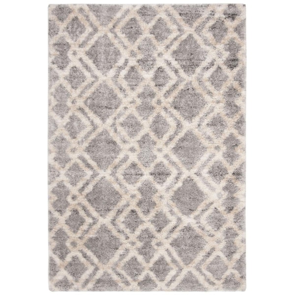 Safavieh 2 x 8 ft. Berber Shag 200 Rectangle Power-Loomed Rug Gray & Cream - BER213G-28