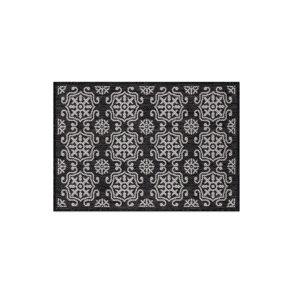 World Rug Gallery Transitional Geometric Textured Flat Weave Indoor/Outdoor Area Rug 2' x 3' Black - 119BLACK2X3