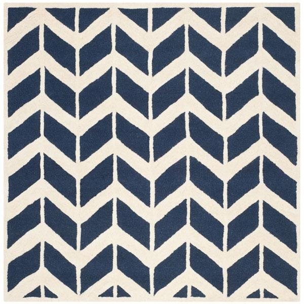 Safavieh Cambridge Hand Tufted Rectangle Rug- Navy - Ivory- 4 x 6 ft. - CAM718M-4