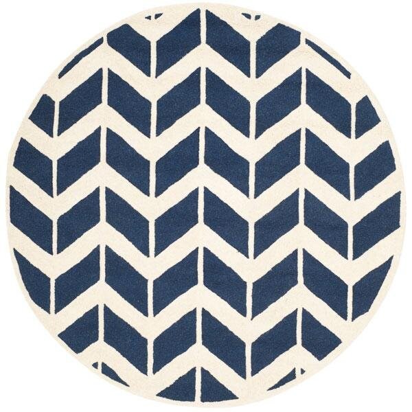 Safavieh Cambridge Hand Tufted Rectangle Rug- Navy - Ivory- 4 x 6 ft. - CAM718M-4