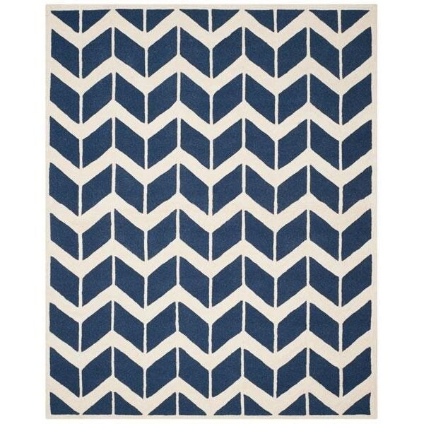 Safavieh Cambridge Hand Tufted Rectangle Rug- Navy - Ivory- 4 x 6 ft. - CAM718M-4