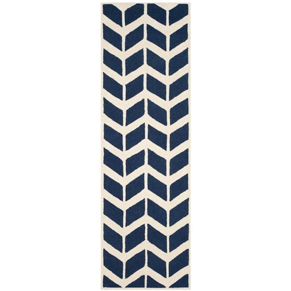 Safavieh Cambridge Hand Tufted Rectangle Rug- Navy - Ivory- 4 x 6 ft. - CAM718M-4