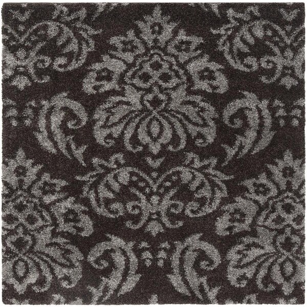 Safavieh Shag Power Loomed Square Area RugDark Brown & Smoke 5 x 5 ft. - SG460-2879-5SQ