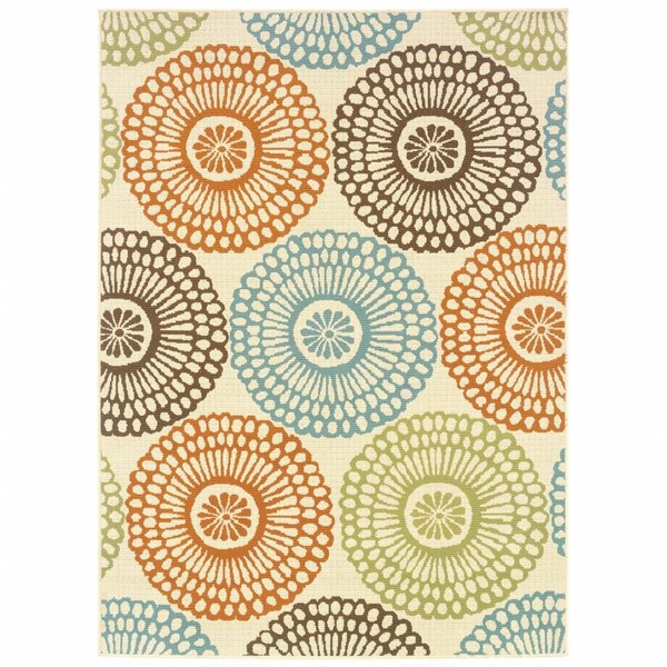 Palacedesigns 3 x 5 ft. Beige & Blue Medallion Indoor & Outdoor Area Rug - PA2627744